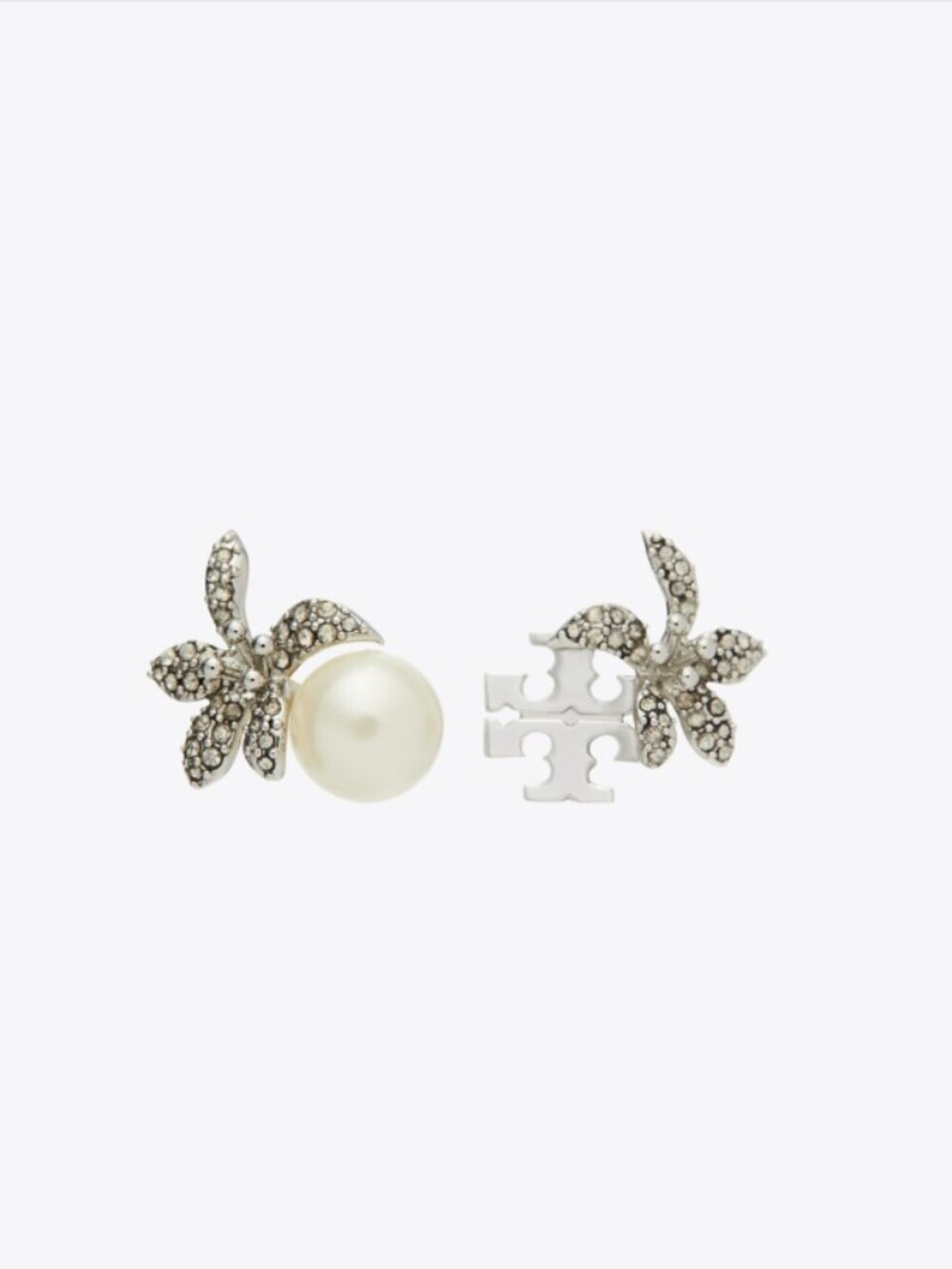 Tory Burch Moondance Pearl and Flower Stud Earrings